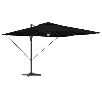 Umbră Cantilever Roma cu LED-uri Solar Negru 286x285x270 cm