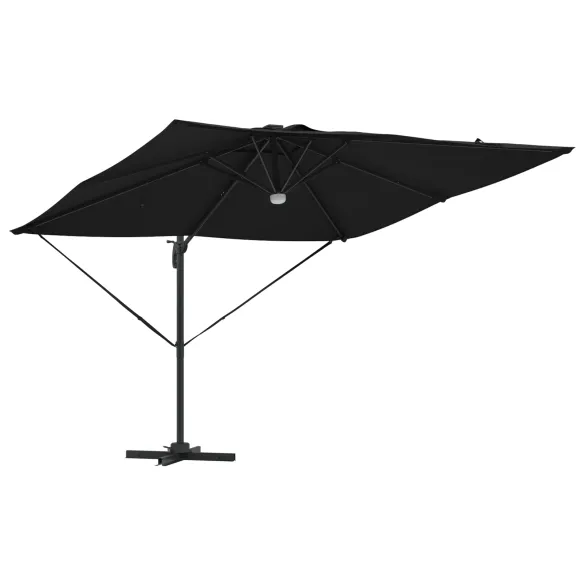 Umbră Cantilever Roma cu LED-uri Solar Negru 286x285x270 cm
