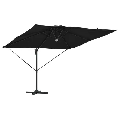Umbră Cantilever Roma cu LED-uri Solar Negru 286x285x270 cm
