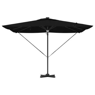 Umbră Cantilever Roma cu LED-uri Solar Negru 286x285x270 cm