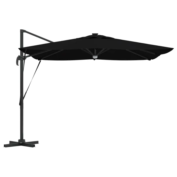 Umbră Cantilever Roma cu LED-uri Solar Negru 286x285x270 cm
