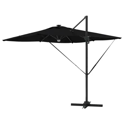 Umbră Cantilever Roma cu LED-uri Solar Negru 286x285x270 cm