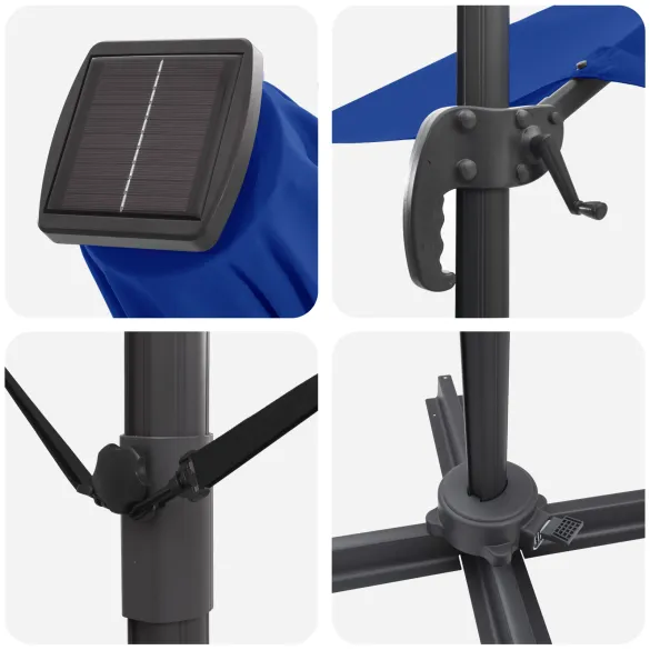 Umbrelă Cantilever cu LED-uri pentru Exterior | Albastru Azur Umbrelă Cantilever cu LED-uri pentru Exterior | Albastru Azur
