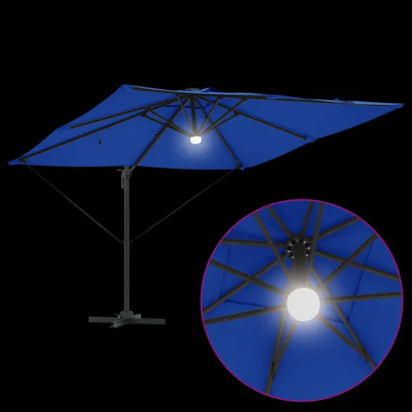 Umbrelă Cantilever cu LED-uri pentru Exterior | Albastru Azur Umbrelă Cantilever cu LED-uri pentru Exterior | Albastru Azur
