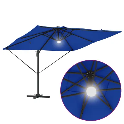 Umbrelă Cantilever cu LED-uri pentru Exterior | Albastru Azur
