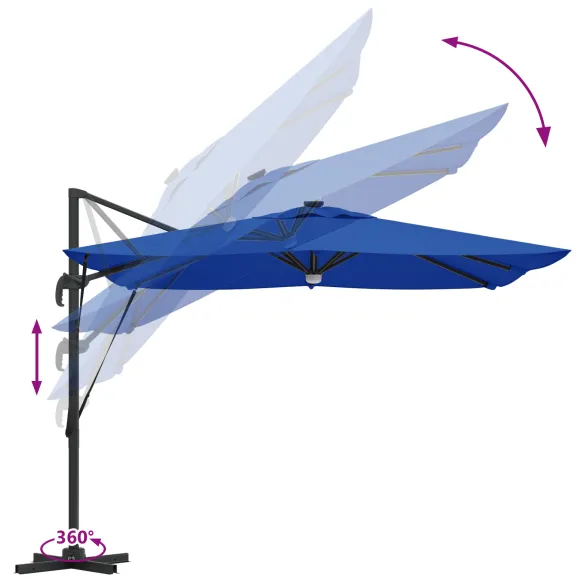 Umbrelă Cantilever cu LED-uri pentru Exterior | Albastru Azur Umbrelă Cantilever cu LED-uri pentru Exterior | Albastru Azur