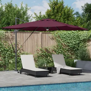 Umbră Cantilever Roma LED Exterior Roșie Bordeaux | Solar