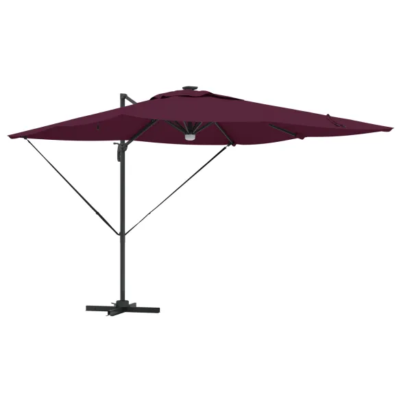 Umbră Cantilever Roma LED Exterior Roșie Bordeaux | Solar Umbră Cantilever Roma LED Exterior Roșie Bordeaux | Solar