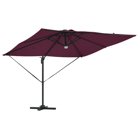 Umbră Cantilever Roma LED Exterior Roșie Bordeaux | Solar Umbră Cantilever Roma LED Exterior Roșie Bordeaux | Solar