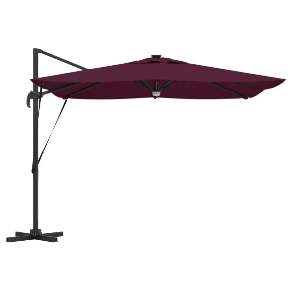 Umbră Cantilever Roma LED Exterior Roșie Bordeaux | Solar Umbră Cantilever Roma LED Exterior Roșie Bordeaux | Solar