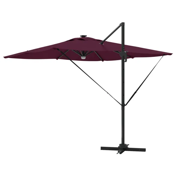 Umbră Cantilever Roma LED Exterior Roșie Bordeaux | Solar Umbră Cantilever Roma LED Exterior Roșie Bordeaux | Solar