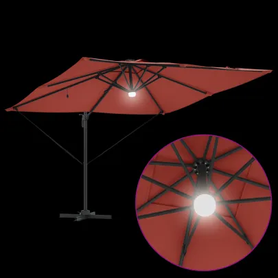 Umbrelă Cantilever cu LED-uri Solar | Livrare Gratuită