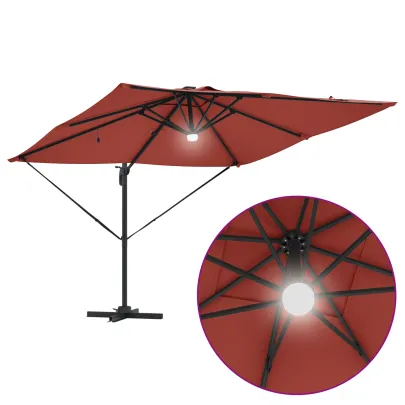 Umbrelă Cantilever cu LED-uri Solar | Livrare Gratuită