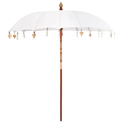 Umbrelă de Soare Manuală 250 cm - Lemn Masiv și Bumbac