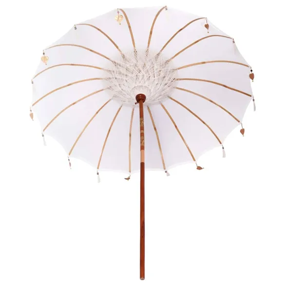 Umbrelă de Soare Manuală 250 cm - Lemn Masiv și Bumbac