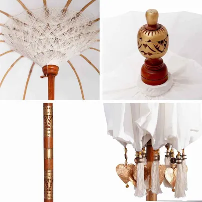 Umbrelă de Soare Manuală 250 cm - Lemn Masiv și Bumbac