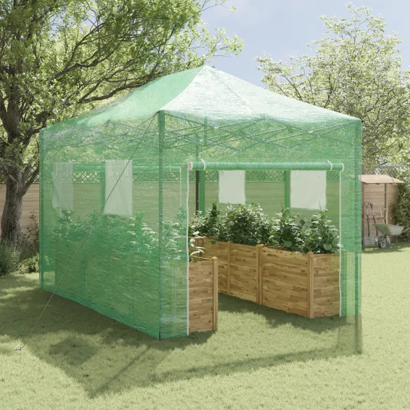 Seră Verde Pliabilă - Oțel Durabil | Acoperiș Manual Seră Verde Pliabilă - Oțel Durabil | Acoperiș Manual