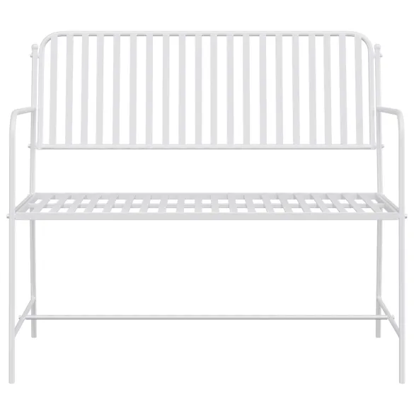 Bancă Albă Metalică Exterior - Rezistentă și Elegantă