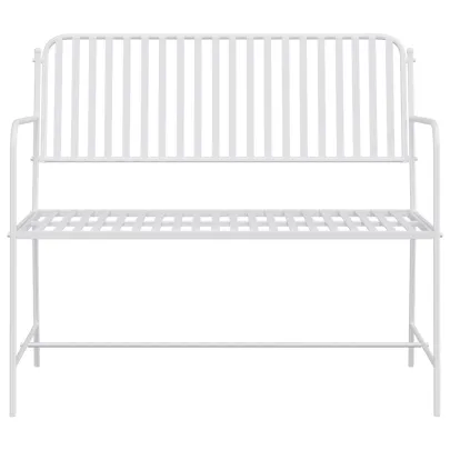 Bancă Albă Metalică Exterior - Rezistentă și Elegantă