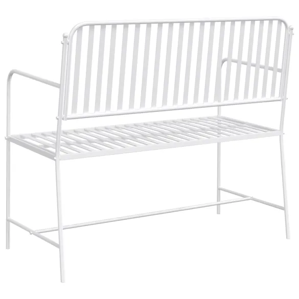 Bancă Albă Metalică Exterior - Rezistentă și Elegantă