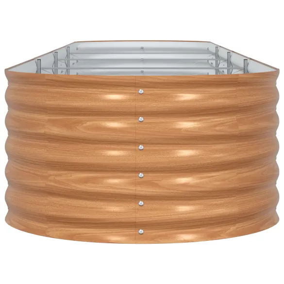 Pat Ridicat Grădină Metal Aspect Lemn | Livrare Gratuită