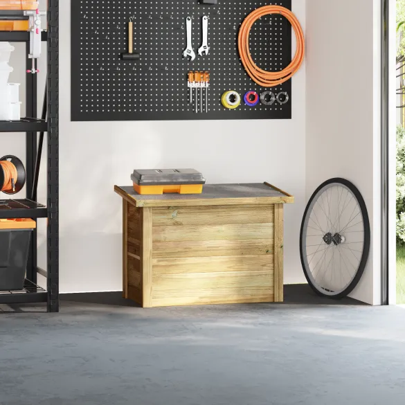 Cutie Depozitare Lemn Exterior 44x80x57 cm - Comandă Acum