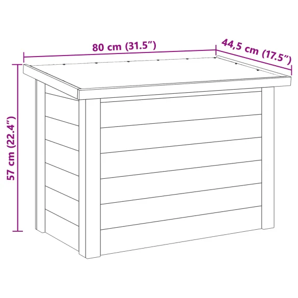 Cutie Depozitare Lemn Exterior 44x80x57 cm - Comandă Acum