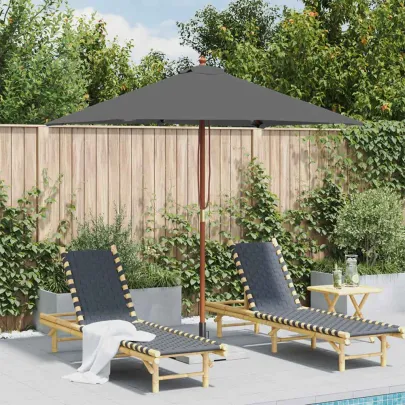 Umbrelă de soare exterior lemn 150x200 cm antracit - Cumpără acum