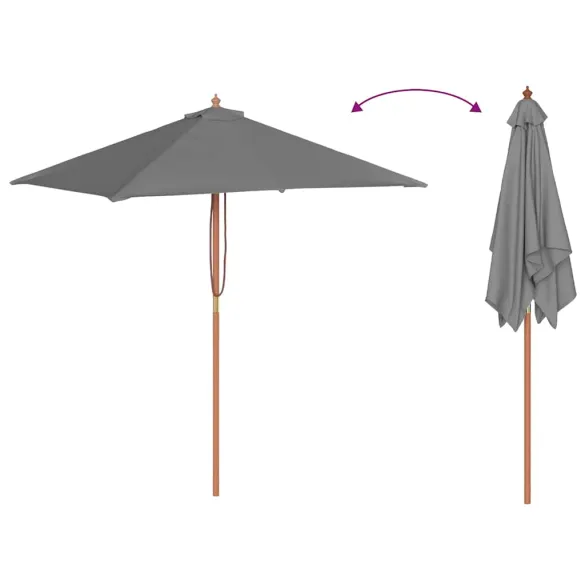 Umbrelă de soare exterior lemn 150x200 cm antracit - Cumpără acum