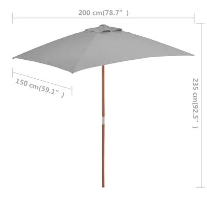 Umbrelă de soare exterior lemn 150x200 cm antracit - Cumpără acum