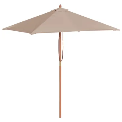 Umbrelă de soare exterior lemn gri taupe | Livrare gratuită
