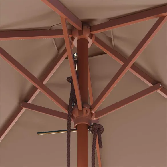 Umbrelă de soare exterior lemn gri taupe | Livrare gratuită