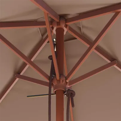 Umbrelă de soare exterior lemn gri taupe | Livrare gratuită