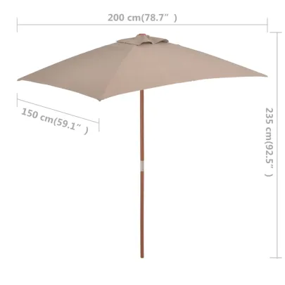 Umbrelă de soare exterior lemn gri taupe | Livrare gratuită