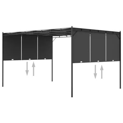 Pavilion Grădină Antracit cu Perdea Laterală | Livrare Gratuită