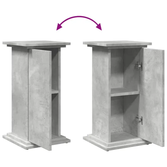 Suport prezentare cu depozitare gri beton și lemn 31x30x60 cm