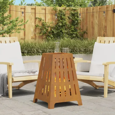 Vatră de foc pătrată din oțel corten - 50x50x70 cm