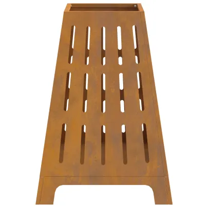 Vatră de foc pătrată din oțel corten - 50x50x70 cm