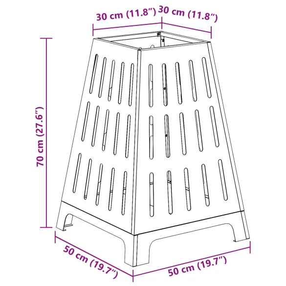 Vatră de foc pătrată din oțel corten - 50x50x70 cm Vatră de foc pătrată din oțel corten - 50x50x70 cm