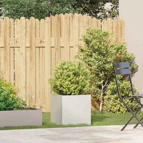 Jardinieră Albă Oțel Laminat la Rece 40x40x40 cm - Livrare Gratuită