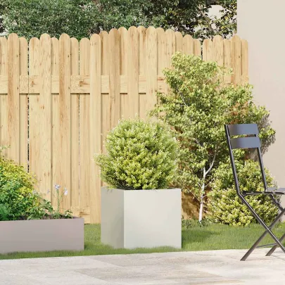 Jardinieră Albă Oțel Laminat la Rece 40x40x40 cm - Livrare Gratuită