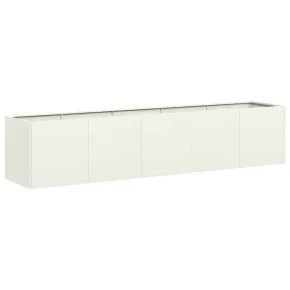 Jardinier Alb Oțel Laminat la Rece 200x40x40 cm 2