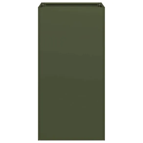 Jardinieră Verde Măsline 40x40x80 cm - Oțel Laminat la Rece