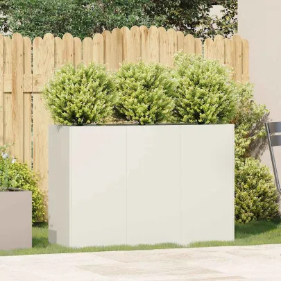 Jardinier Alb Oțel Laminat la Rece 120x40x80 cm - Livrare Gratuită