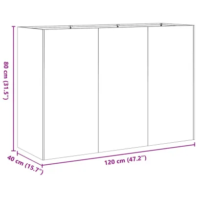 Jardinier Alb Oțel Laminat la Rece 120x40x80 cm - Livrare Gratuită
