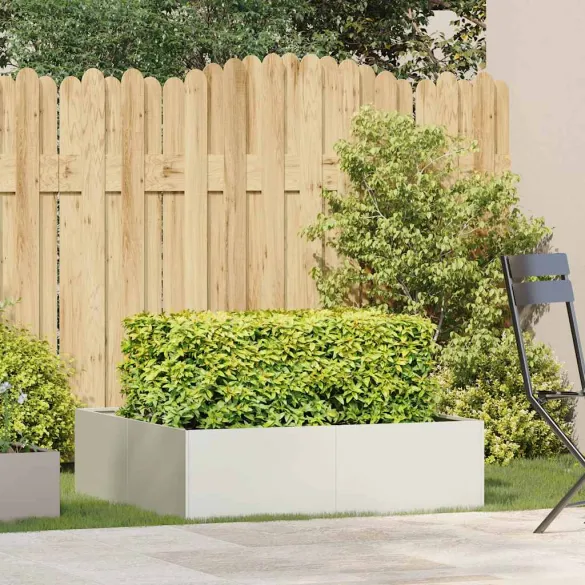 Jardinieră Albă Oțel 100x100x30 cm - Livrare Gratuită