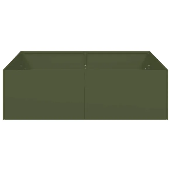 Jardinieră Verde Măsline 100x100x30 cm - Oțel Durabil