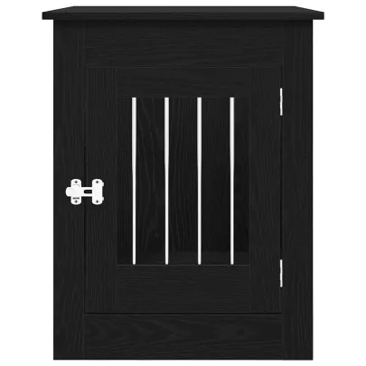 Cușcă Câini Lemn Stejar Negru - Cușcă și Măsuță Laterală