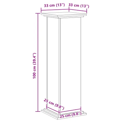 Suport Plante Stejar Negru 33x33x100 cm - Lemn Inginerie