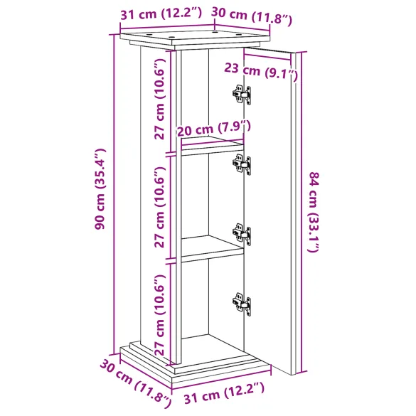 Suport Plante cu Depozitare Stejar Negru 90 cm | vidaXL